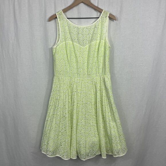 Betsey Johnson Dresses & Skirts - Betsey Johnson Neon Lace Rockabilly Skater Fit & Flare Cocktail Dress Size 12